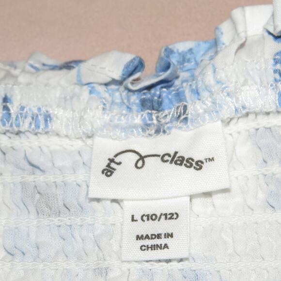 Art Class White Floral Print Tiered Ruffle Smocked Waist Girls Skirt - Picture 5 of 6